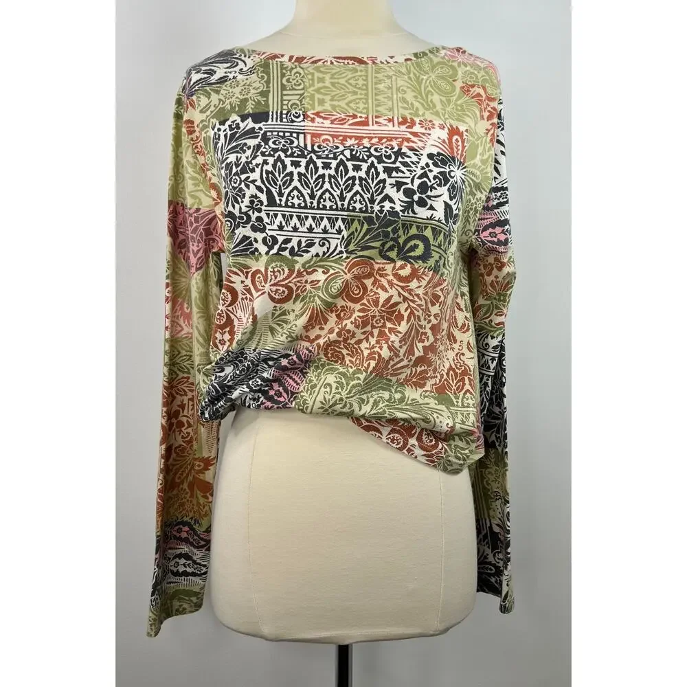 Anthropologie Daily Practice Multicolor Floral Print Crop Twist Top Boho Size XL